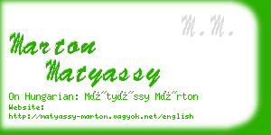 marton matyassy business card